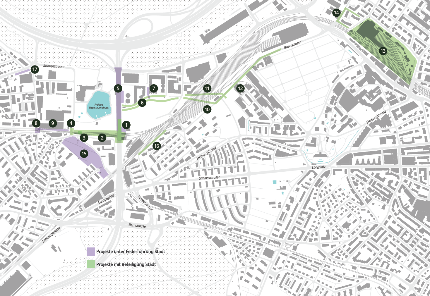 La ville prévoit des mesures pour l'infrastructure publique à Ausserholligen avec un total de 17 sous-projets.