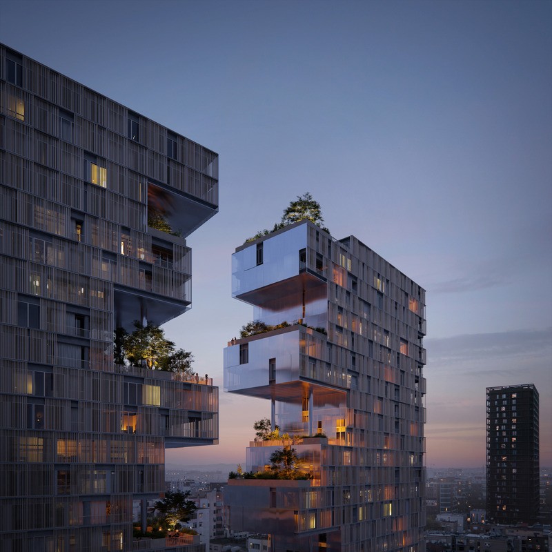 Le bâtiment Ndarja à Tirana symbolise l' harmonie entre urbanisme et nature au cœur de la ville.