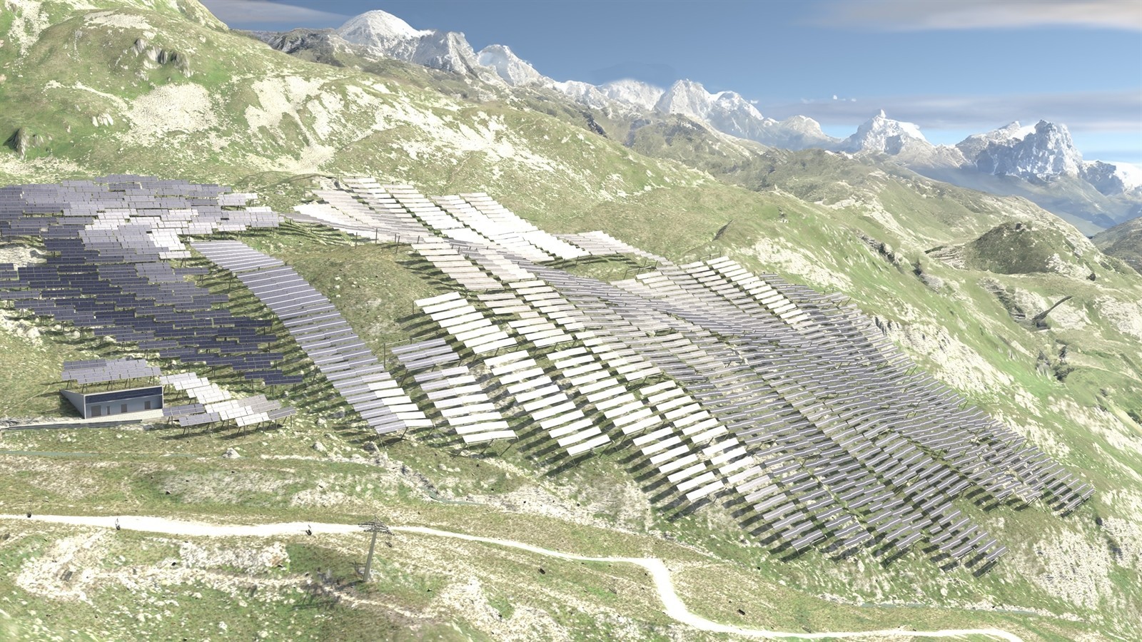 L'installation solaire alpine « Ovra Solara Magriel » doit être construite à plus de 2'100 m d'altitude, près du sommet de La Muotta dans le canton des Grisons.