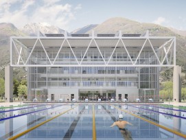 La nouvelle piscine couverte constitue le cœur du centre de natation du Centro Sportivo Tenero dans le canton du Tessin.