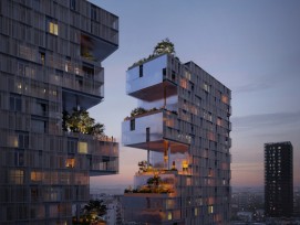 Le bâtiment Ndarja à Tirana symbolise l' harmonie entre urbanisme et nature au cœur de la ville.