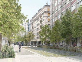 La rue de Carouge sera entièrement réaménagée, végétalisée et piétonnisée entre le rond-point de Plainpalais et la place des Augustins.